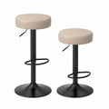 2er-Set höhenverstellbare Barhocker mit Kunstlederbezug Beige/Schwarz, Sitzhöhe 60–82 cm, Ø 38 cm