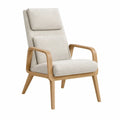Hochlehnsessel aus Eichenholz und Polyester in Creme/Naturholz, 68 x 82 x 101 cm