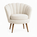 Sessel mit Muschelrückenlehne in Bouclé Creme/Braun, 75 x 76 x 82 cm