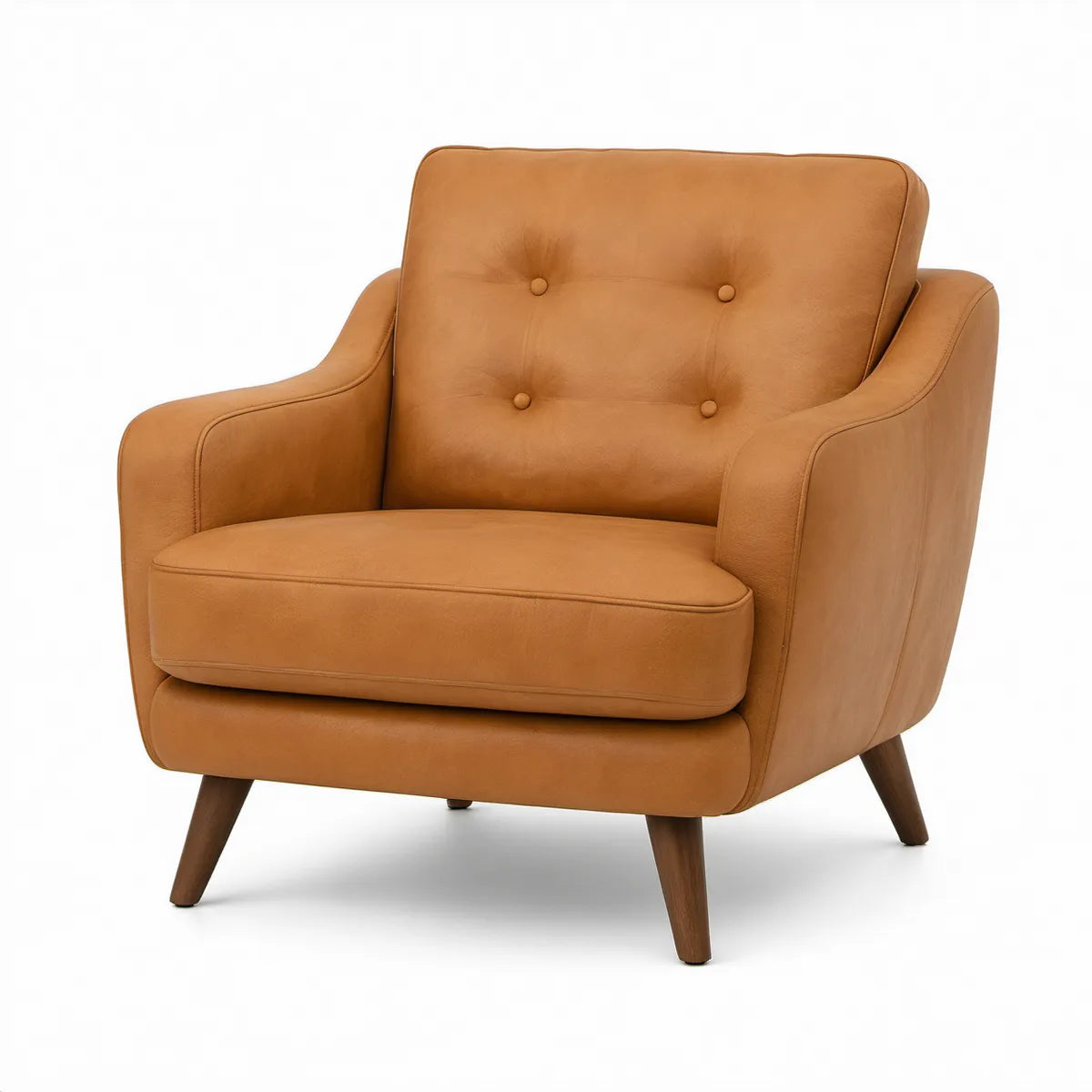 Retro-Sessel mit Armlehnen aus PU-Kunstleder in Cognacbraun, 82 x 85 x 88 cm