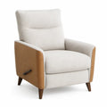 Manueller Relaxsessel mit Liegefunktion, Polyester- und PU-Bezug, Creme/Braun, 85 x 94 x 103 cm