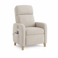 Elektrischer Relaxsessel mit Liegefunktion, Beige/Naturholz, 82 × 92 × 103 cm